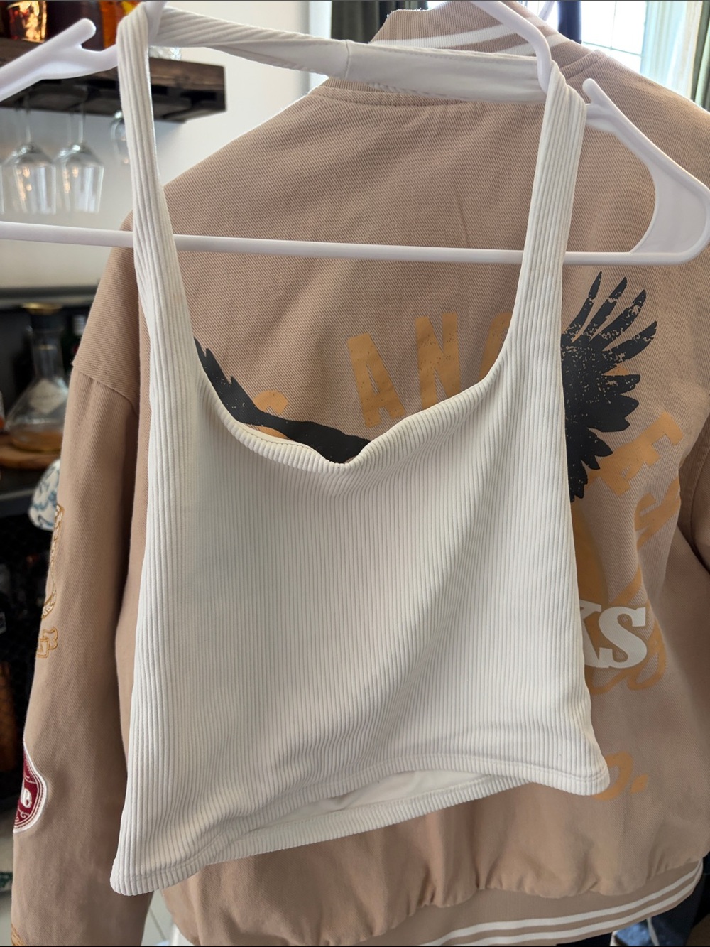 Abercrombie & Fitch Cream Ribbed Cropped Tank